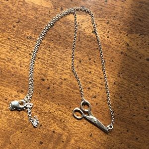 Sterling silver scissors necklace